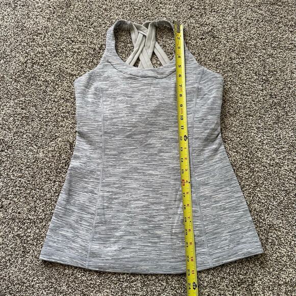 Lululemon gray & white striped cross-strap sleeveless tank top size 6 - Picture 6 of 7